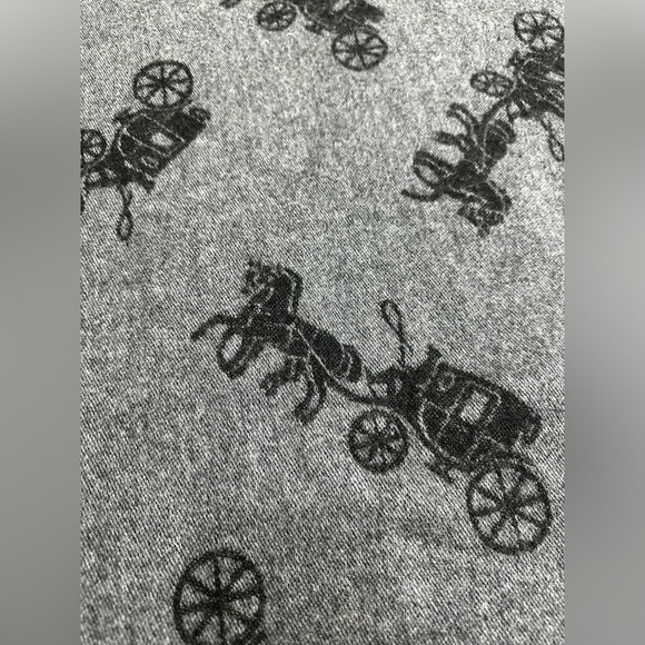 Coach Wool & Cashmere Horse And Carriage Oversized Muffler F76387 Black Gray - Picture 4 of 9